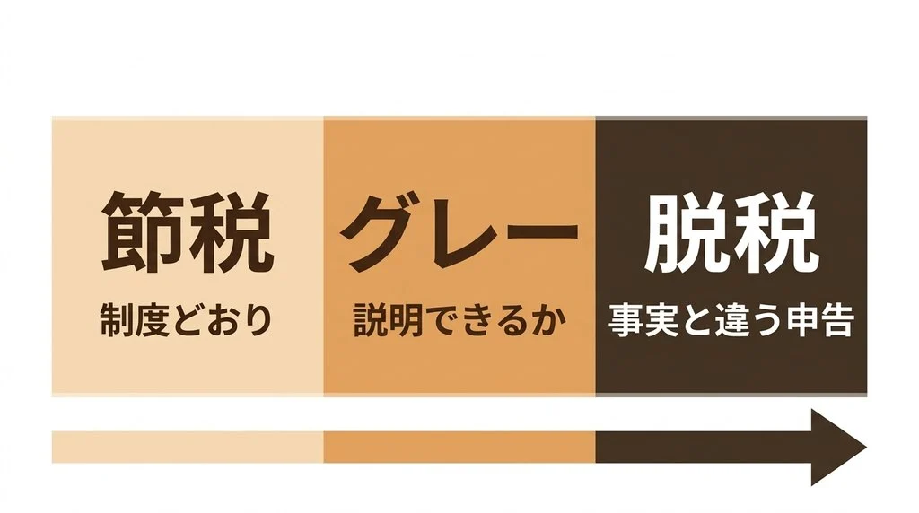 節税・グレーゾーン・脱税の違い。グレーかどうかは記録で説明できるかで決まる